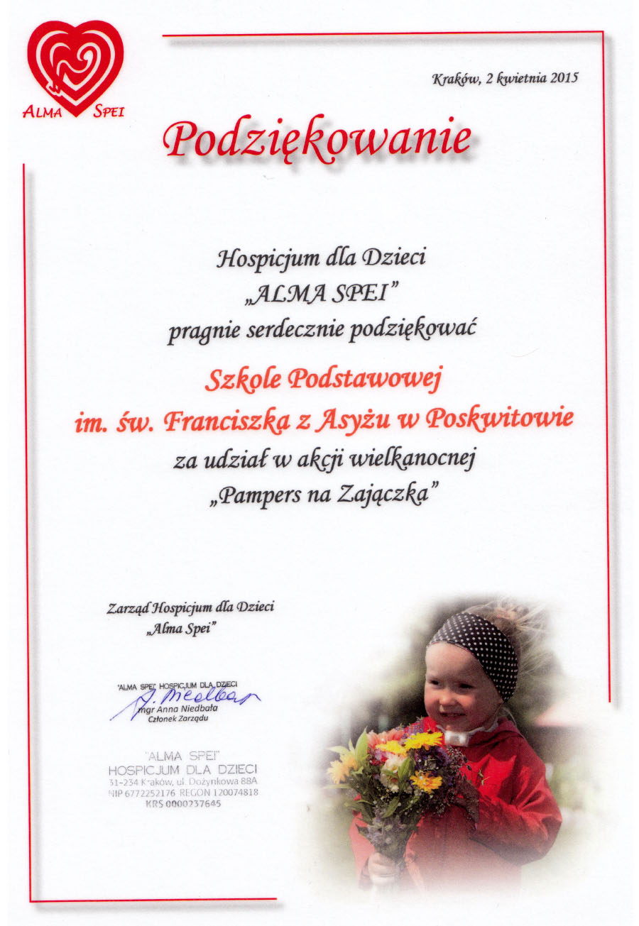 ALMA SPEI PODZIEKOWANIE TABL