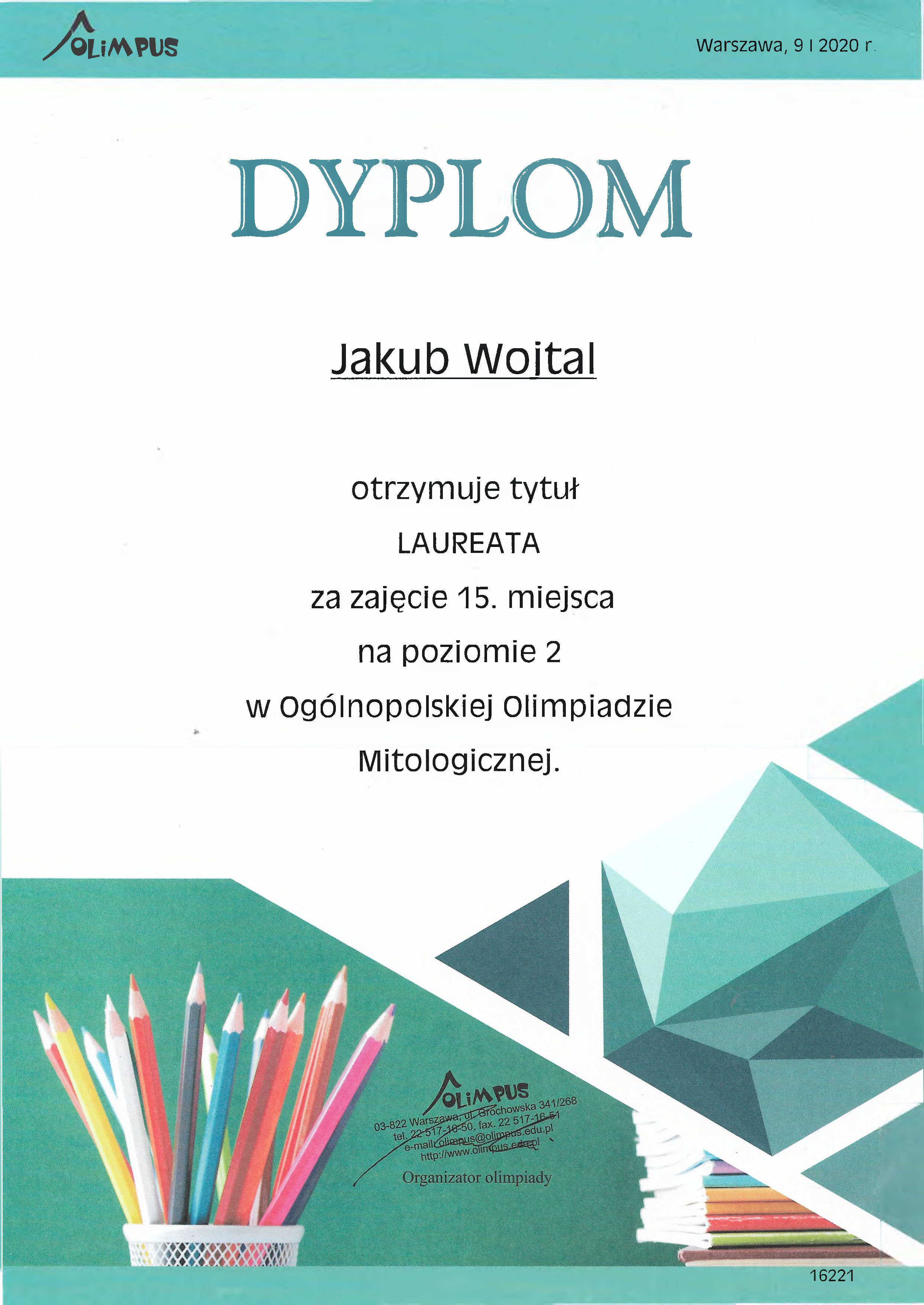 Jakub Wojtal dyplom