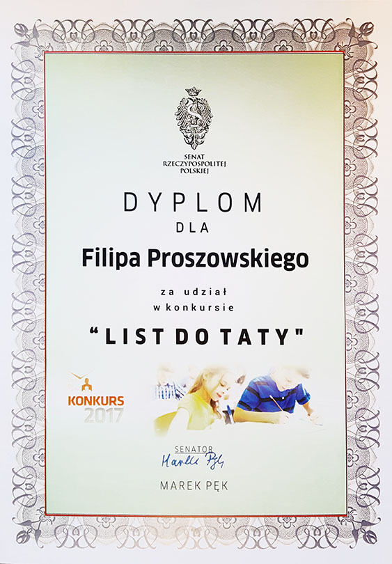 List do taty dyplom tabl