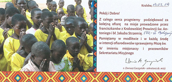 misje 2019 podziekowanie