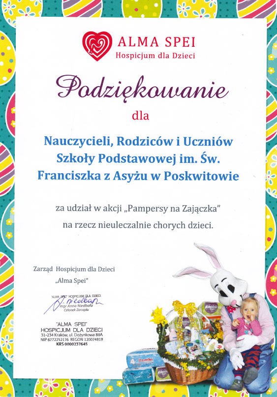 podziekowanie Alma Spei2015